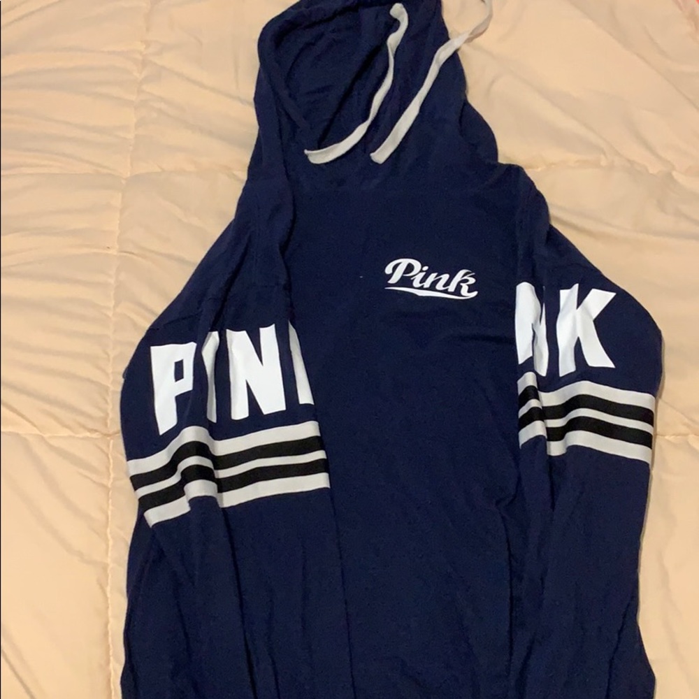 PINK navy long sleeve with hood
